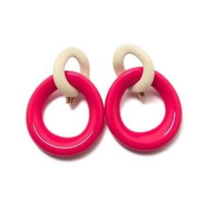 Monet Two Tone Color Block Enamel Hoop Clip On Earrings